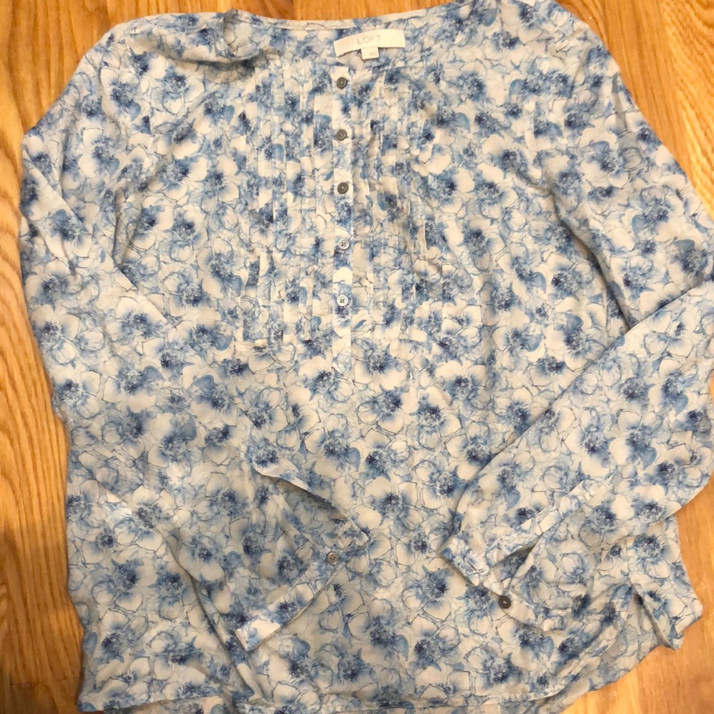 Blue and white floral long sleeve